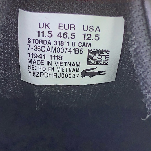 Lacoste Storda 318 Mens Sneakers Leather Black NWB - Picture 7 of 9